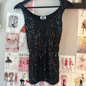 Old Navy Black Sequin Scoop Neck Tank